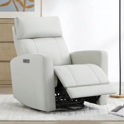 Genuine Leather Power Recliner Chair for Adults, Swivel Glider, Brown