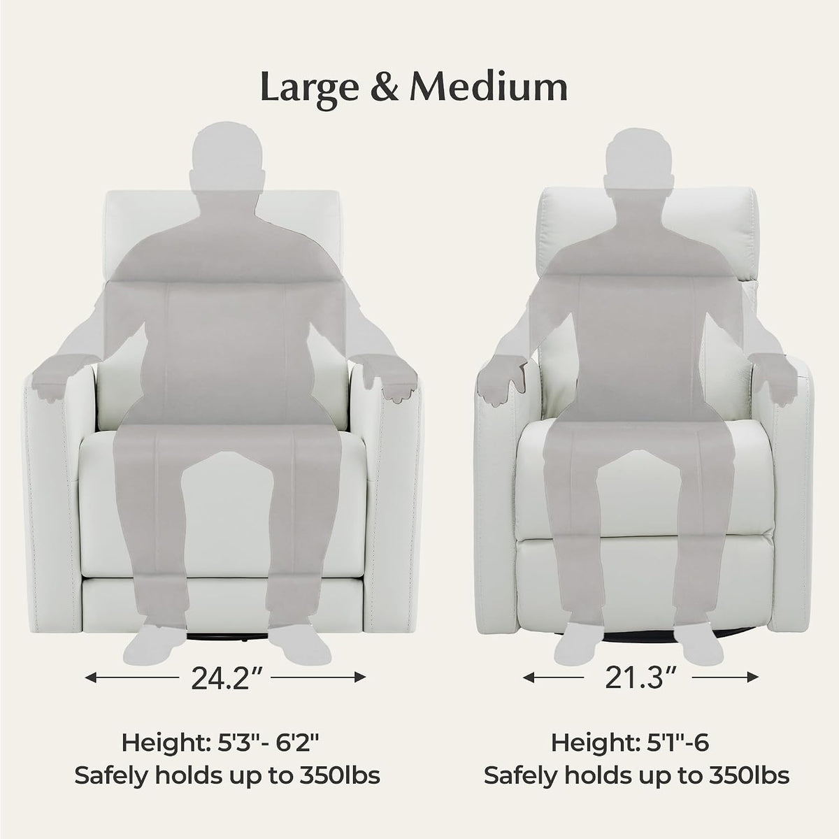 Genuine Leather Power Recliner Chair for Adults, Swivel Glider, Brown