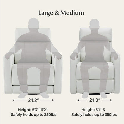 Genuine Leather Power Recliner Chair for Adults, Swivel Glider, Brown