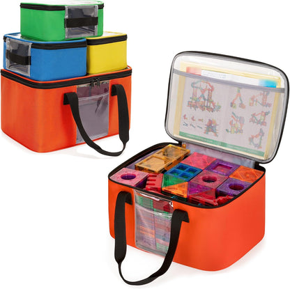 4 Pack Toy Storage Organizer Bag for Magnetic Building Tiles