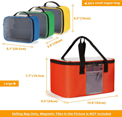 4 Pack Toy Storage Organizer Bag for Magnetic Building Tiles