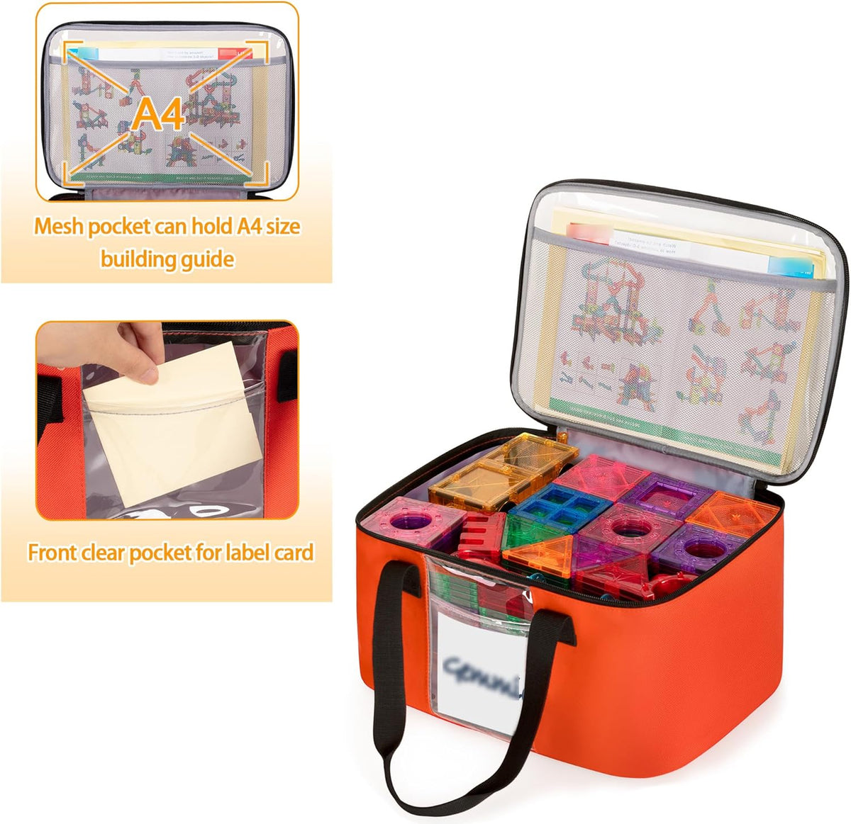 4 Pack Toy Storage Organizer Bag for Magnetic Building Tiles