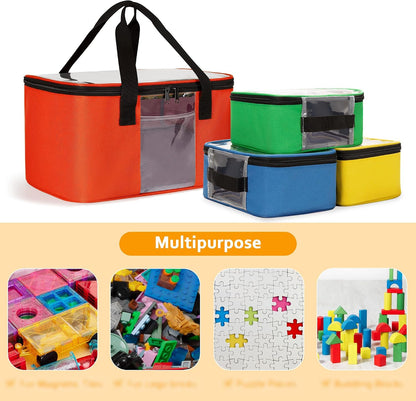 4 Pack Toy Storage Organizer Bag for Magnetic Building Tiles