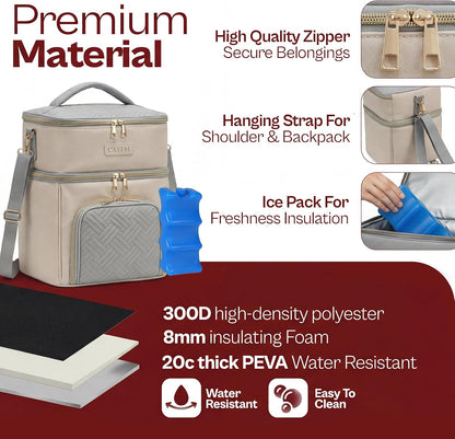 Breast Pump Bag Spectra S1 S2–Insulated Spectra Pump Bag, Breastmilk Cooler Bag with Ice Pack–Leak-Proof Double Layer Breast Pump Travel Bag (Black)