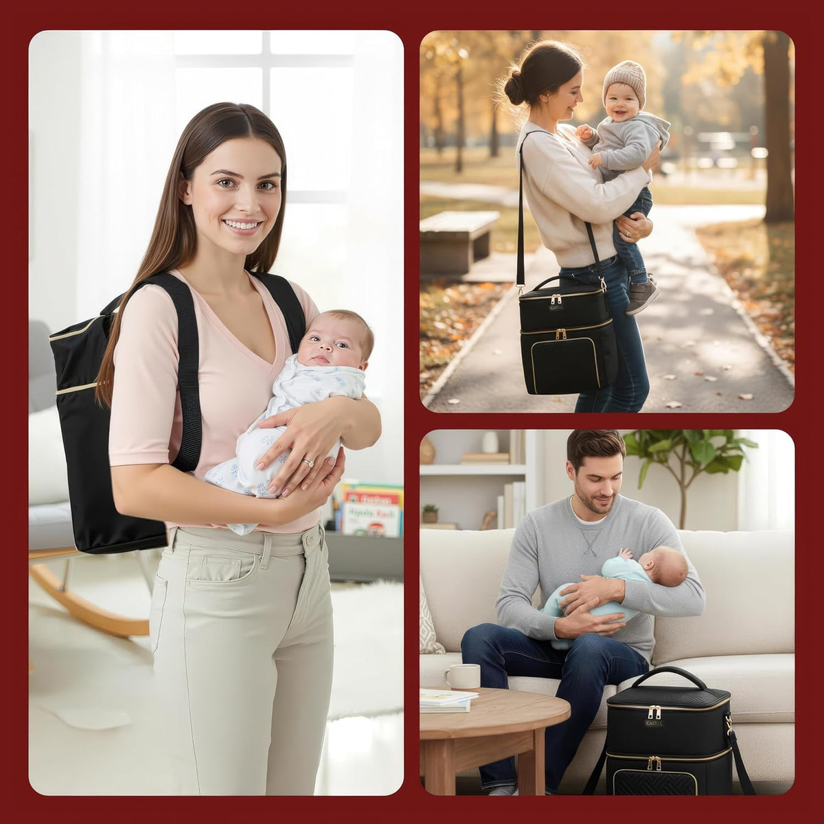 Breast Pump Bag Spectra S1 S2–Insulated Spectra Pump Bag, Breastmilk Cooler Bag with Ice Pack–Leak-Proof Double Layer Breast Pump Travel Bag (Black)
