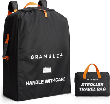 Stroller Bag for Airplane Gate Check - Water Resistant Ballistic Nylon Travel Bag with Padded Neoprene Straps, Carry Pouch & ID Window - 35 x 24 x 14 Inches (Black)