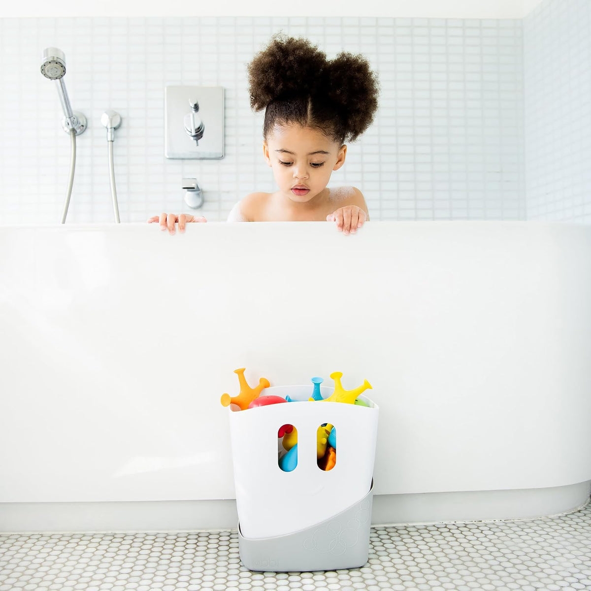 Stand Up Bath Toy Storage Organizer, Gray