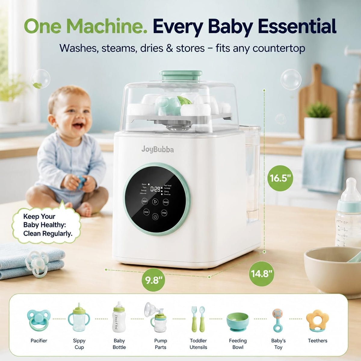 Bottle Washer, Steamer & Dryer 19-Min All-in-One Baby