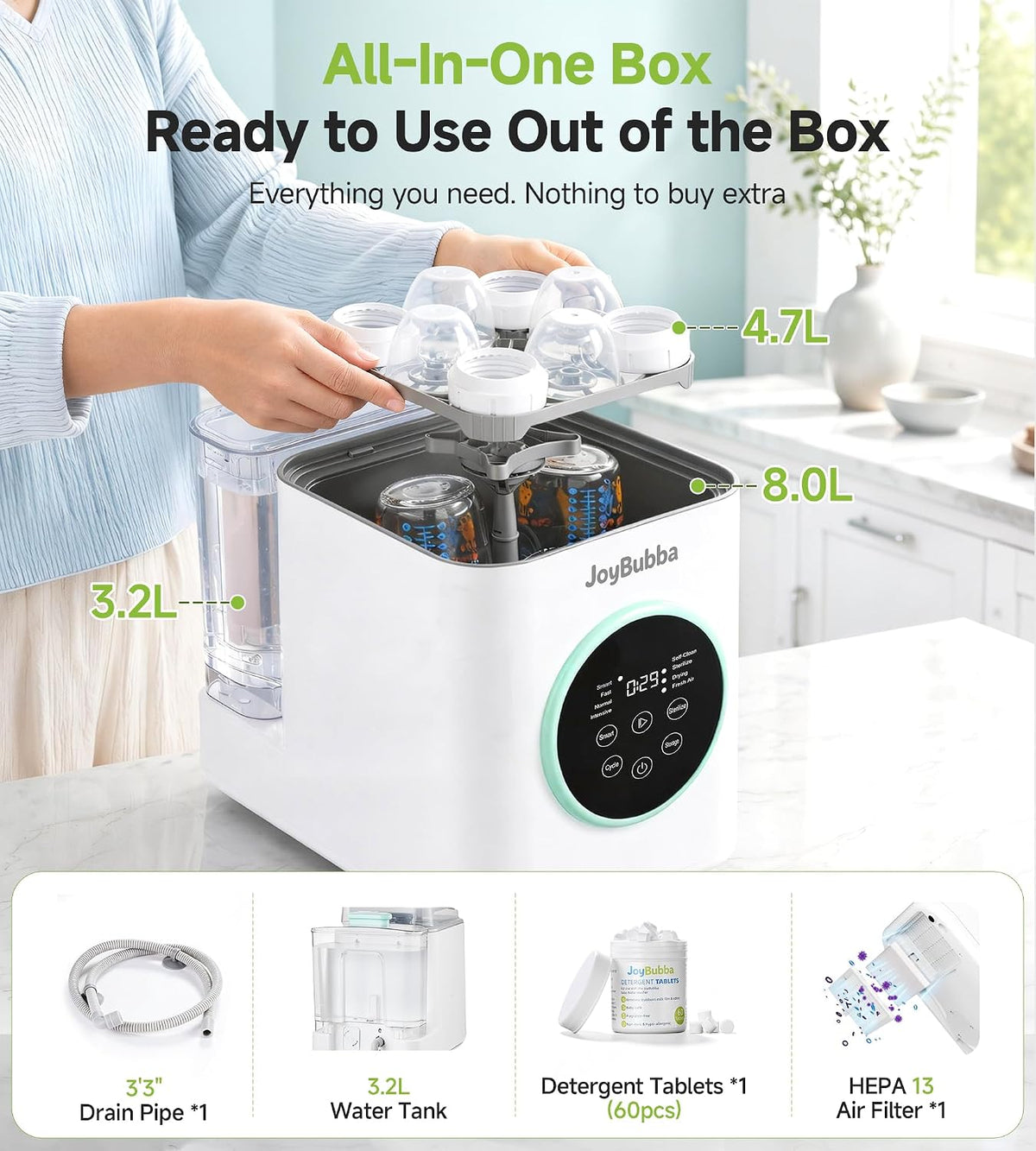Bottle Washer, Steamer & Dryer 19-Min All-in-One Baby