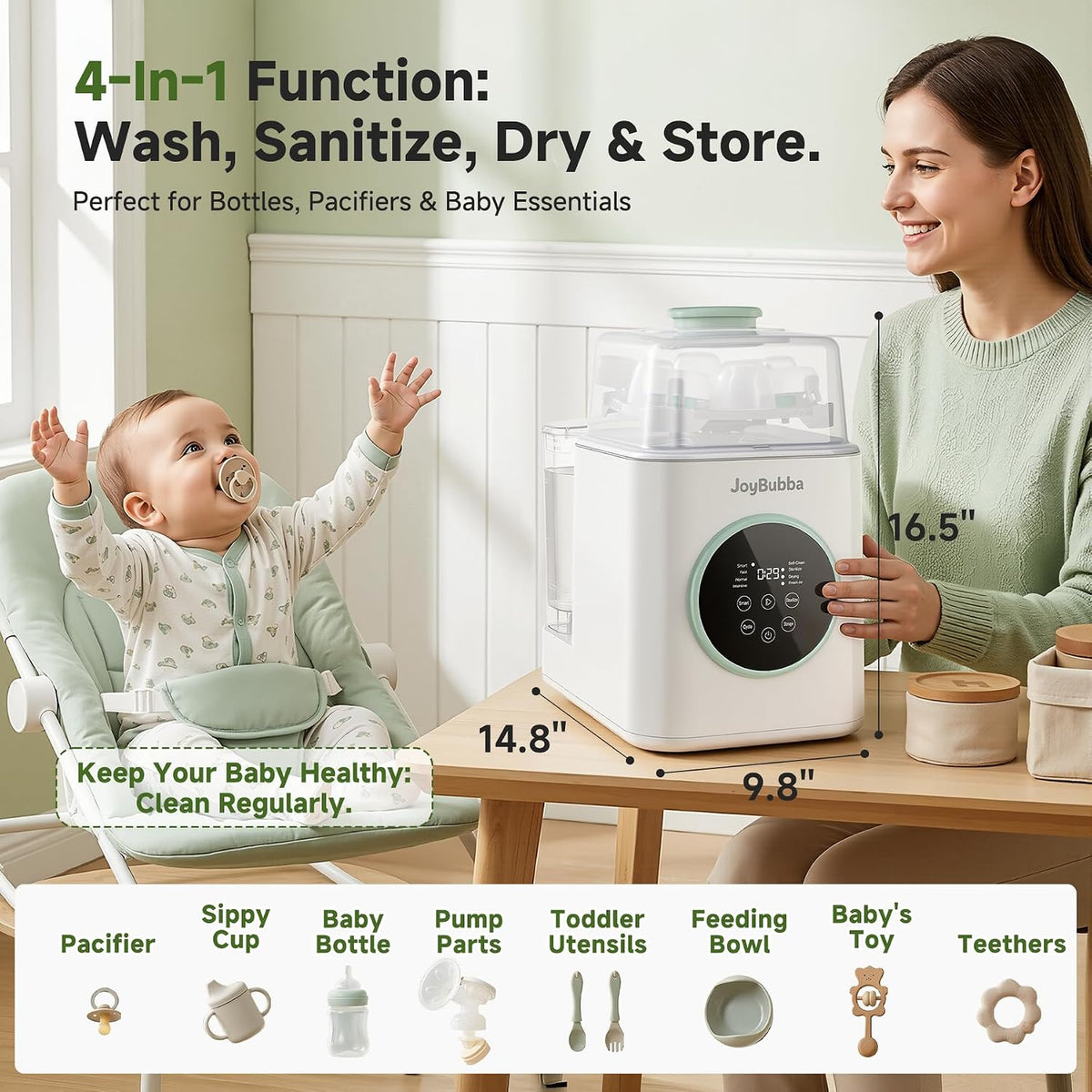 Bottle Washer, Steamer & Dryer 19-Min All-in-One Baby