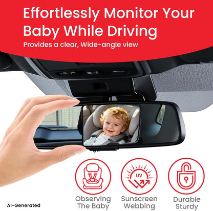 Baby Car Mirror, Safety Car Seat Mirror for Rear Facing Infant Black