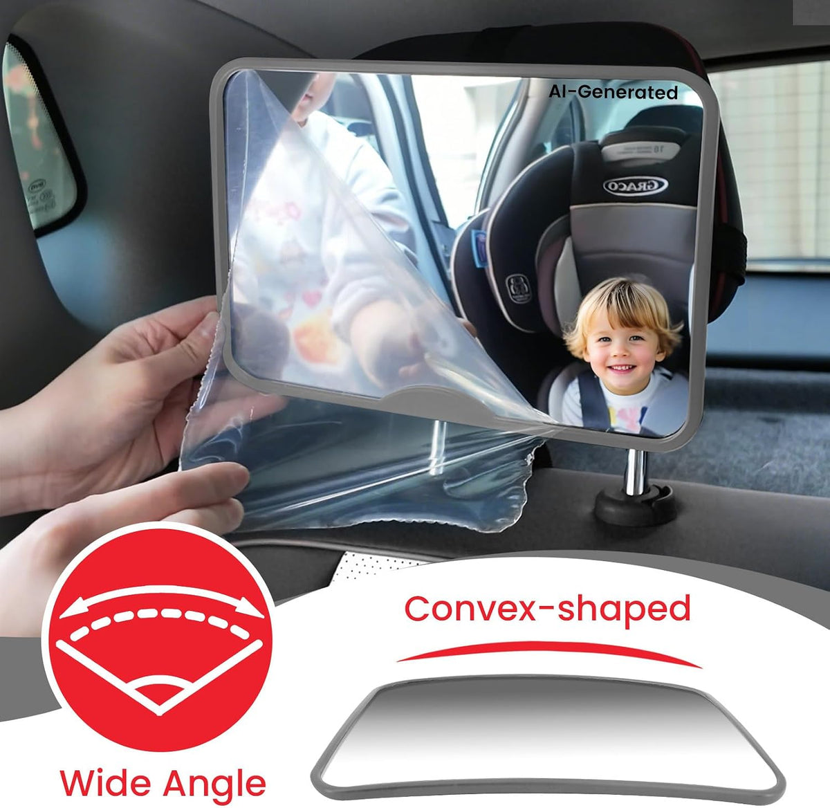 Baby Car Mirror, Safety Car Seat Mirror for Rear Facing Infant Black