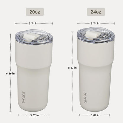 24 oz Coffee Tumbler, Insulated Stainless Steel Travel Cup | Double Wall Vacuum, Leak Proof Lid, Keeps Hot/Cold/Iced, BPA Free, Dishwasher Safe, Cupholder, Lavender