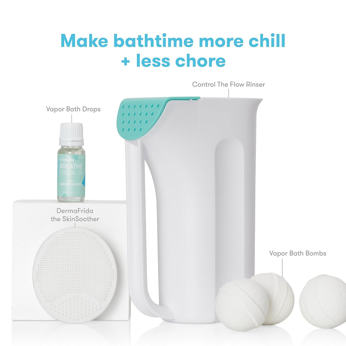 Baby Control The Flow Bath Rinse Cup, Tear Free Rinser to Wash Hair and Body with Easy Grip Handle and Removable Rain Shower, Made in USA