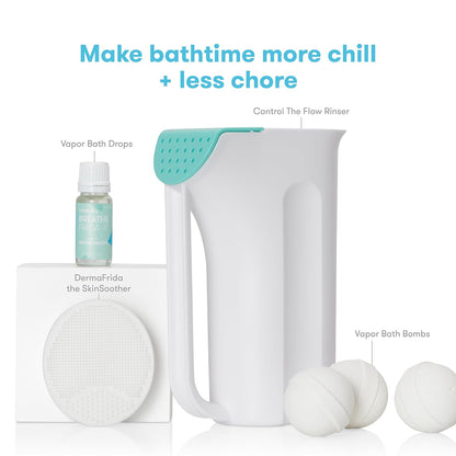 Baby Control The Flow Bath Rinse Cup, Tear Free Rinser to Wash Hair and Body with Easy Grip Handle and Removable Rain Shower, Made in USA