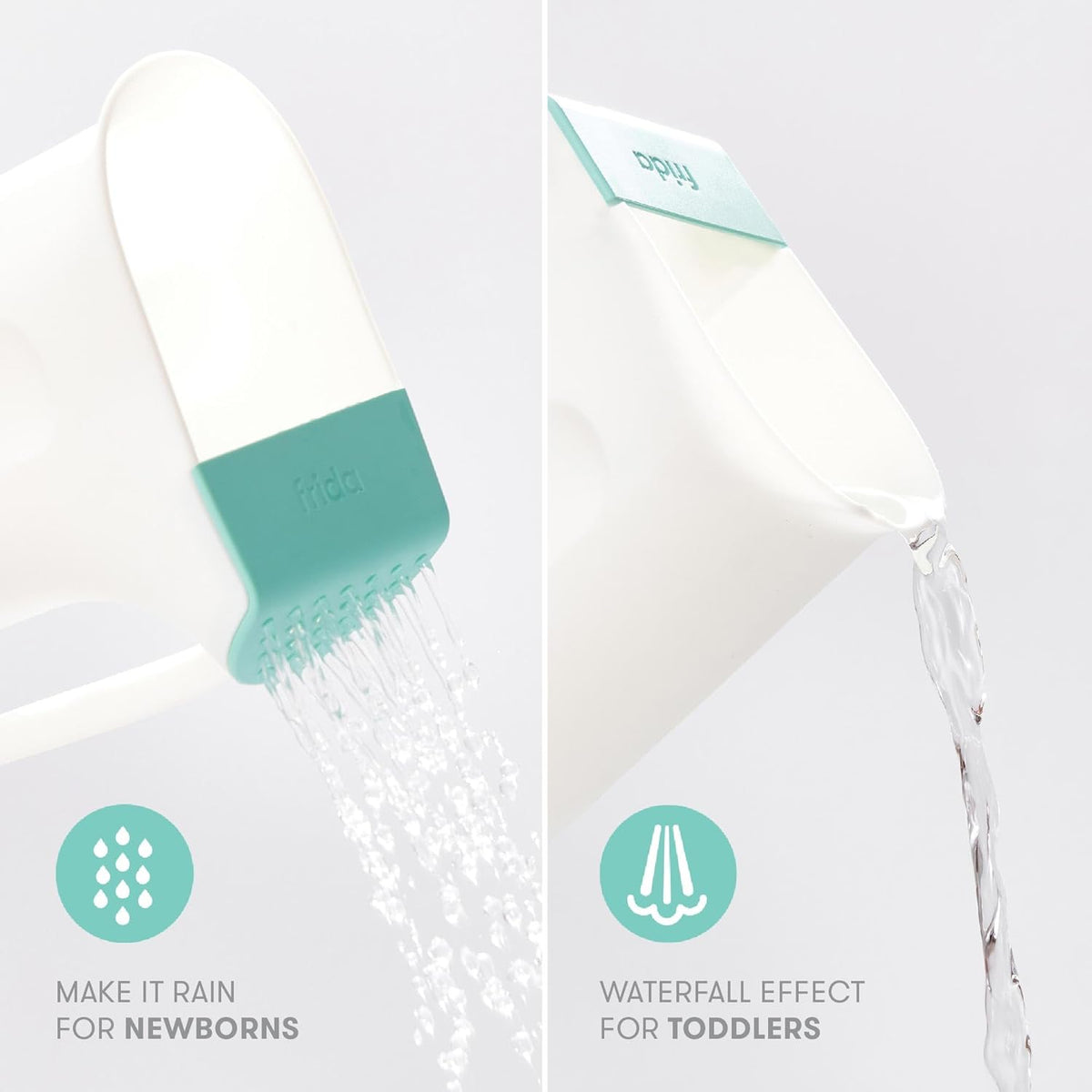 Baby Control The Flow Bath Rinse Cup, Tear Free Rinser to Wash Hair and Body with Easy Grip Handle and Removable Rain Shower, Made in USA