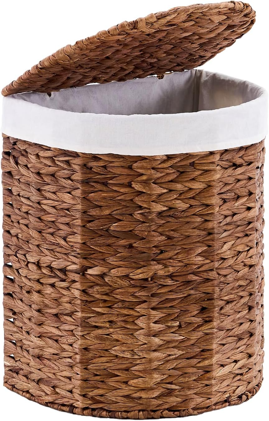 Half Moon Natural Water Hyacinth Laundry Hamper, 120L, Natural
