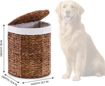 Half Moon Natural Water Hyacinth Laundry Hamper, 120L, Natural