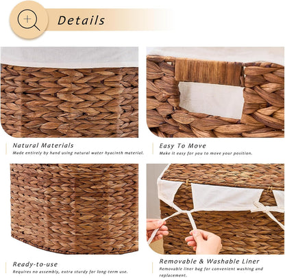 Half Moon Natural Water Hyacinth Laundry Hamper, 120L, Natural
