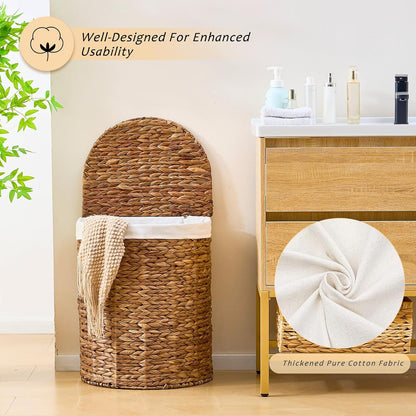 Half Moon Natural Water Hyacinth Laundry Hamper, 120L, Natural