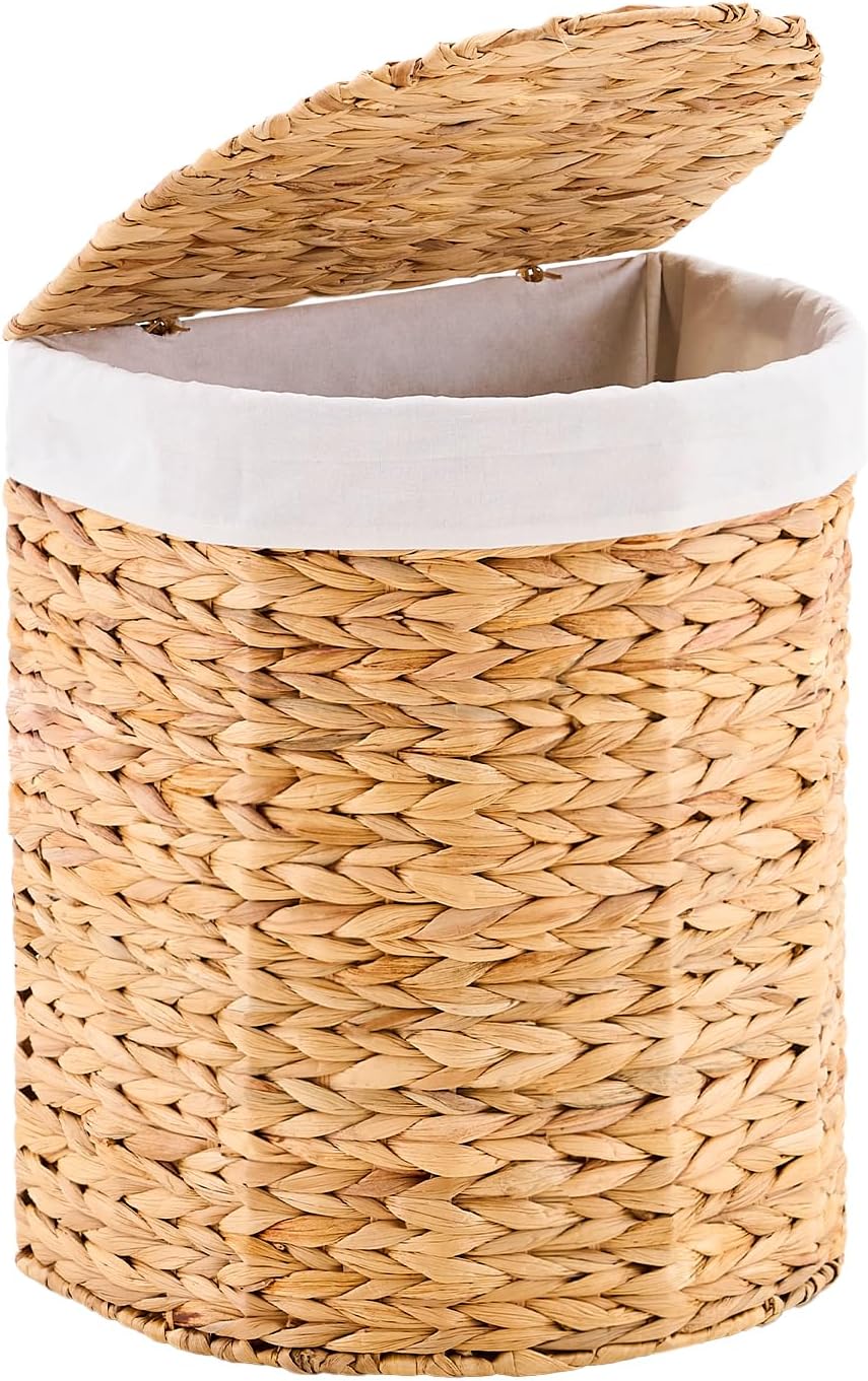 Half Moon Natural Water Hyacinth Laundry Hamper, 120L, Natural