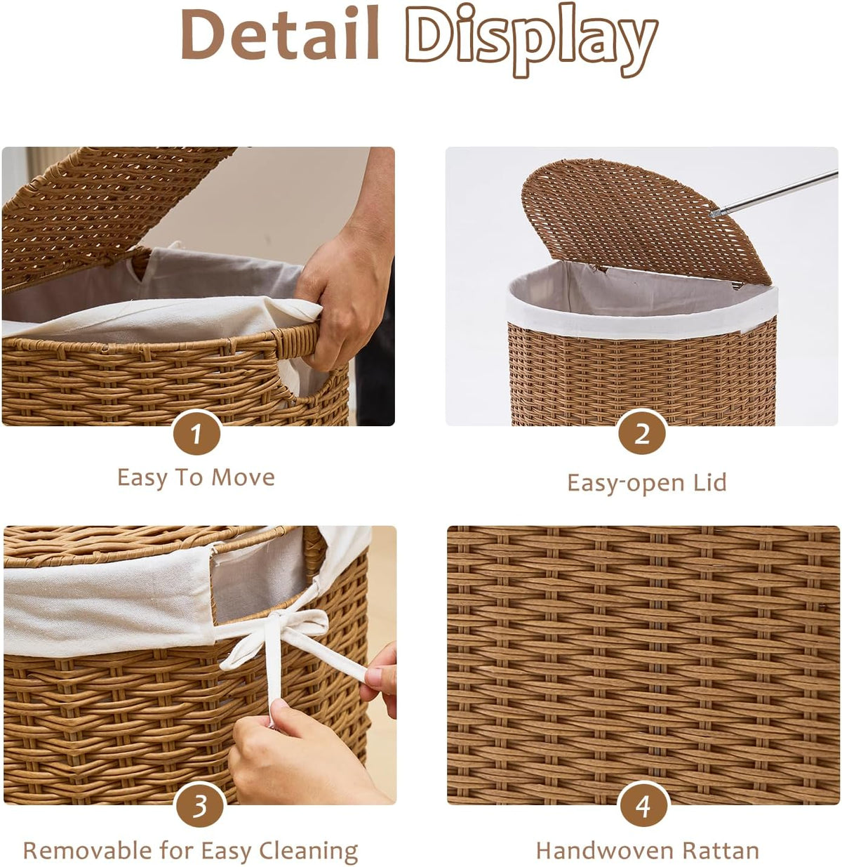 Half Moon Natural Water Hyacinth Laundry Hamper, 120L, Natural