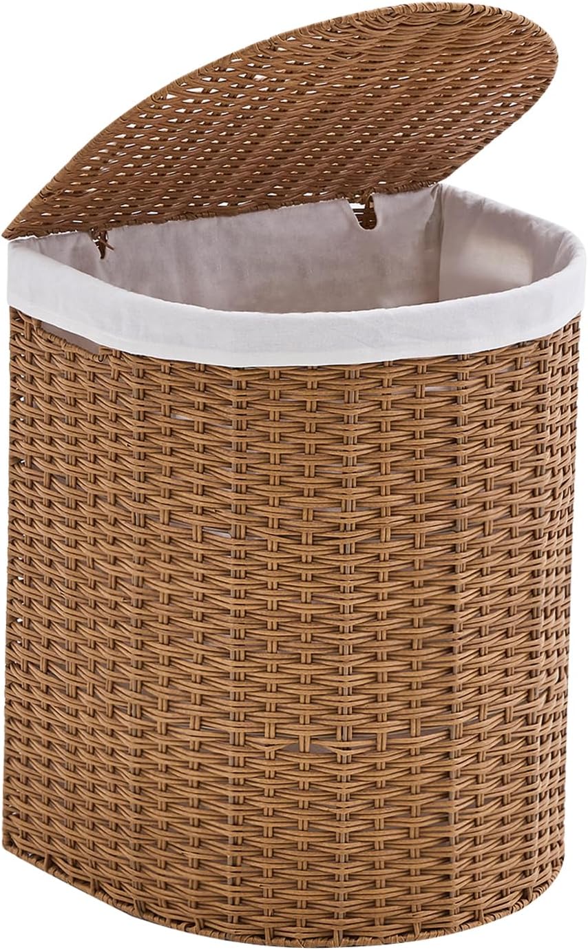 Half Moon Natural Water Hyacinth Laundry Hamper, 120L, Natural