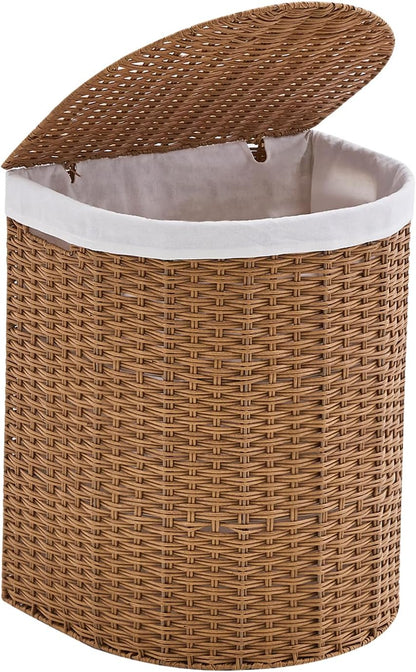 Half Moon Natural Water Hyacinth Laundry Hamper, 120L, Natural