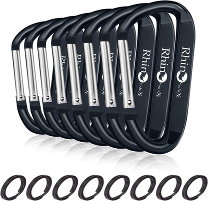 Rhino Produxs 8PCS Lightweight Snap Carabiner Clips, D Ring Shape