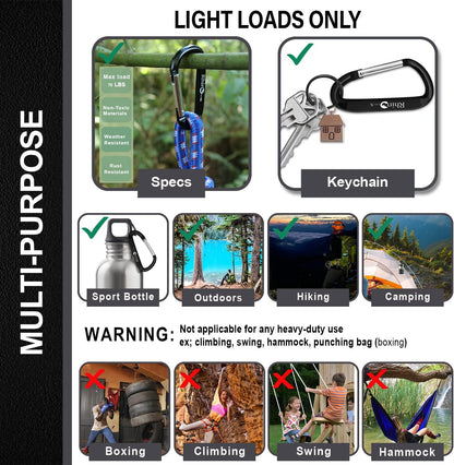 Rhino Produxs 8PCS Lightweight Snap Carabiner Clips, D Ring Shape