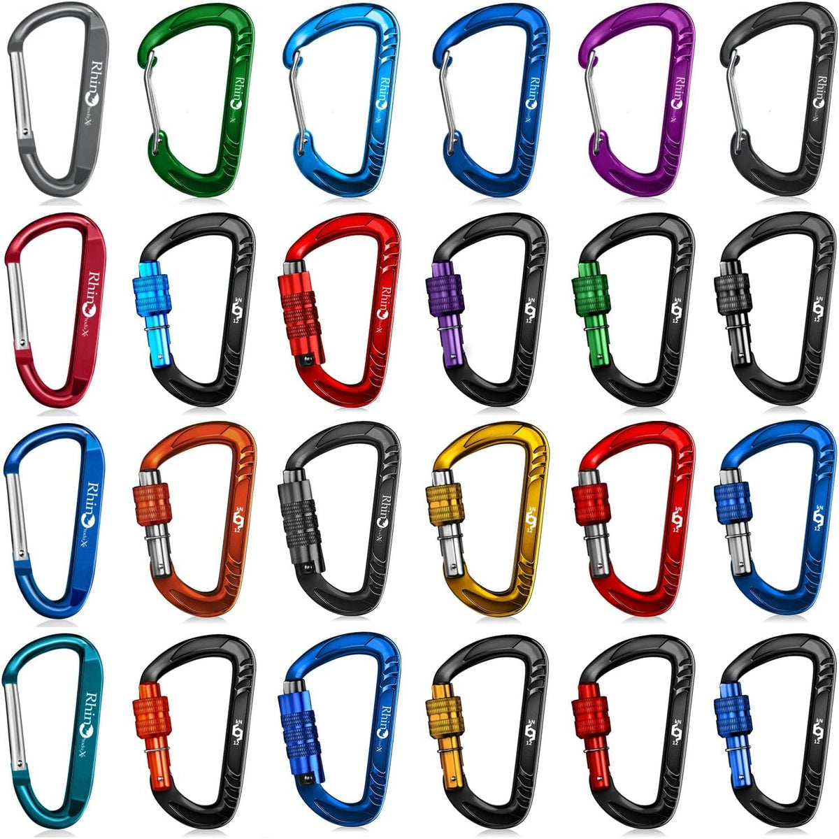 Rhino Produxs 8PCS Lightweight Snap Carabiner Clips, D Ring Shape