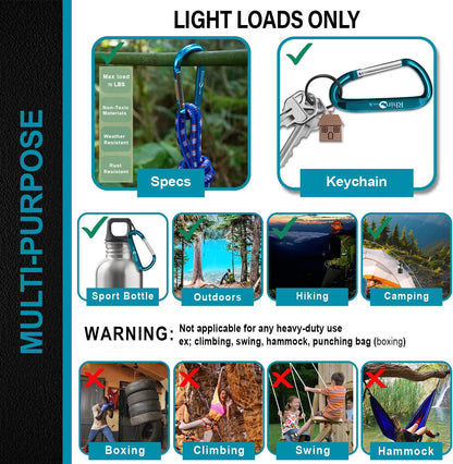Rhino Produxs 8PCS Lightweight Snap Carabiner Clips, D Ring Shape