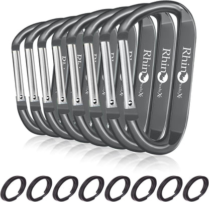 Rhino Produxs 8PCS Lightweight Snap Carabiner Clips, D Ring Shape