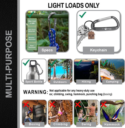 Rhino Produxs 8PCS Lightweight Snap Carabiner Clips, D Ring Shape