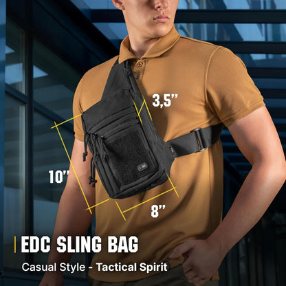 CCW Sling Bag for Men & Women - EDC Shoulder Bag Tactical - Crossbody Concealed Carry Bag - Mens Chest Pack (Olive Loop Panel)