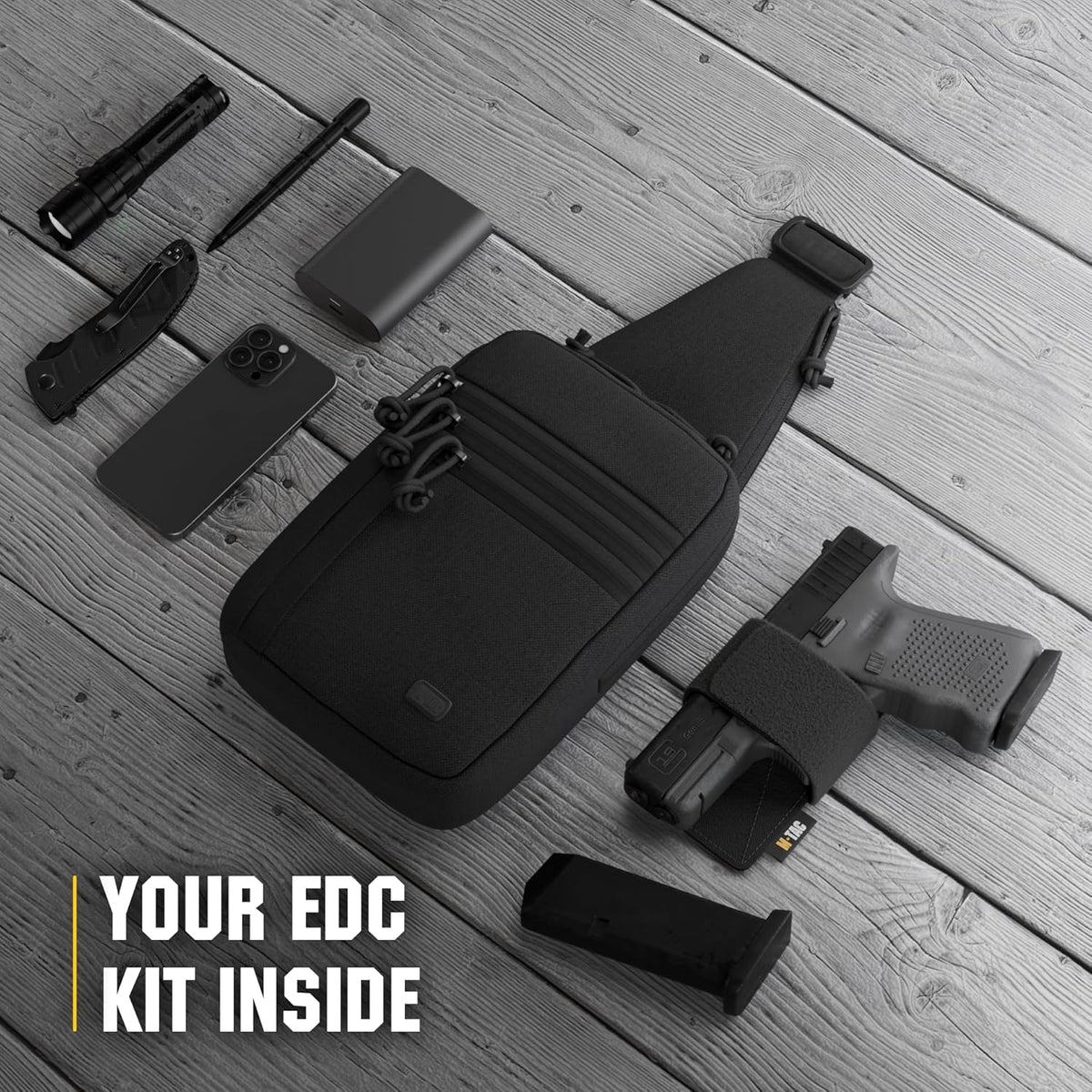 CCW Sling Bag for Men & Women - EDC Shoulder Bag Tactical - Crossbody Concealed Carry Bag - Mens Chest Pack (Olive Loop Panel)