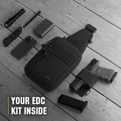 CCW Sling Bag for Men & Women - EDC Shoulder Bag Tactical - Crossbody Concealed Carry Bag - Mens Chest Pack (Olive Loop Panel)