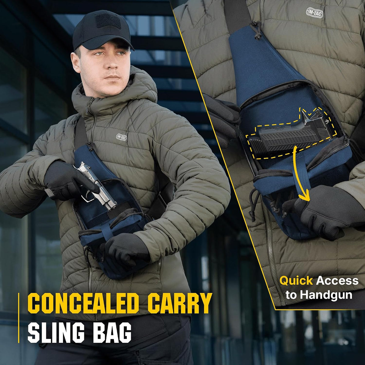 CCW Sling Bag for Men & Women - EDC Shoulder Bag Tactical - Crossbody Concealed Carry Bag - Mens Chest Pack (Olive Loop Panel)