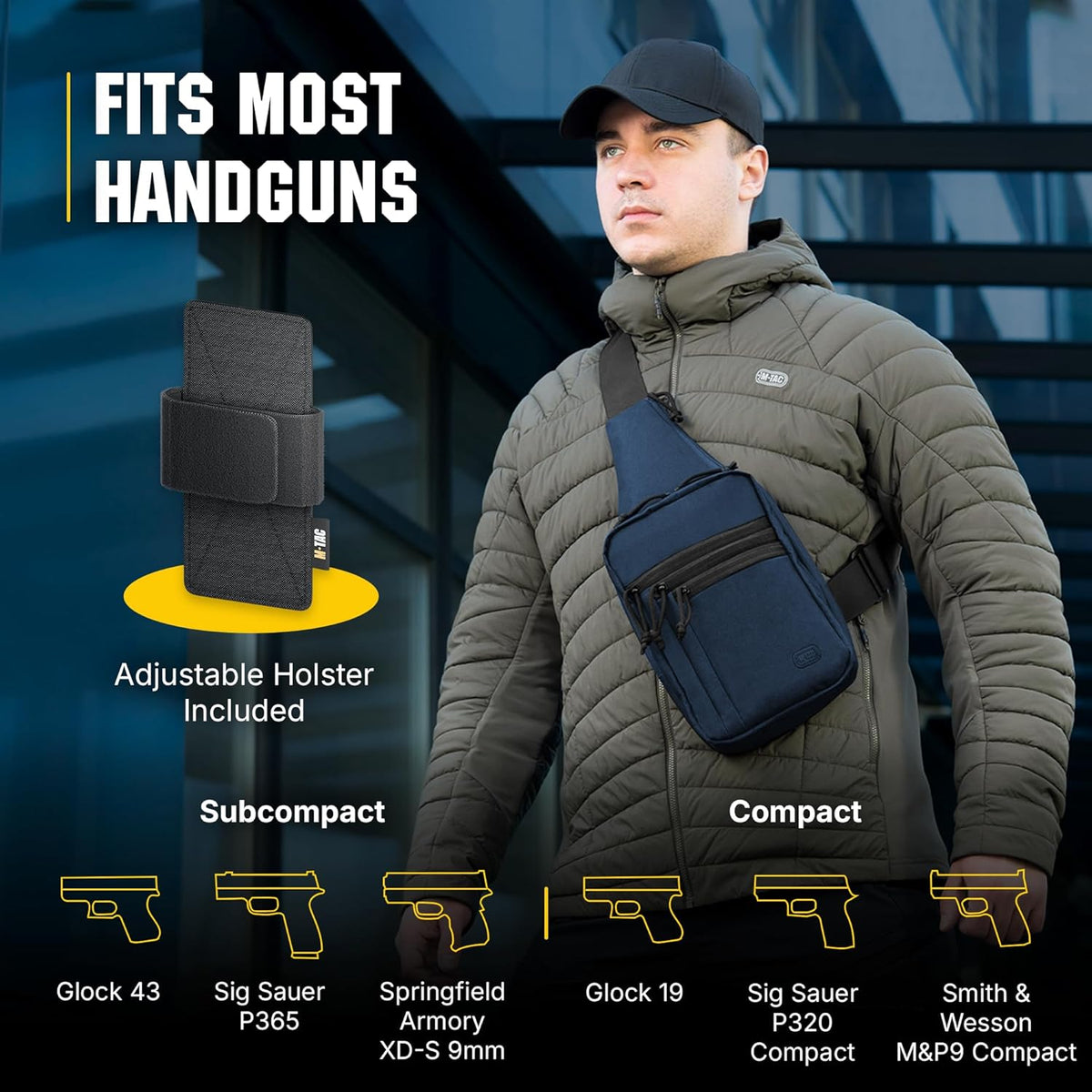 CCW Sling Bag for Men & Women - EDC Shoulder Bag Tactical - Crossbody Concealed Carry Bag - Mens Chest Pack (Olive Loop Panel)