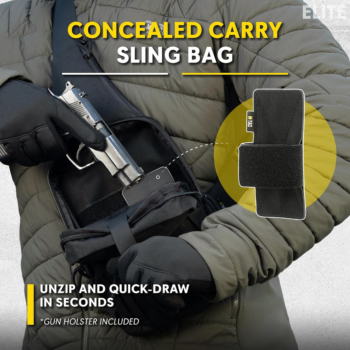 CCW Sling Bag for Men & Women - EDC Shoulder Bag Tactical - Crossbody Concealed Carry Bag - Mens Chest Pack (Olive Loop Panel)