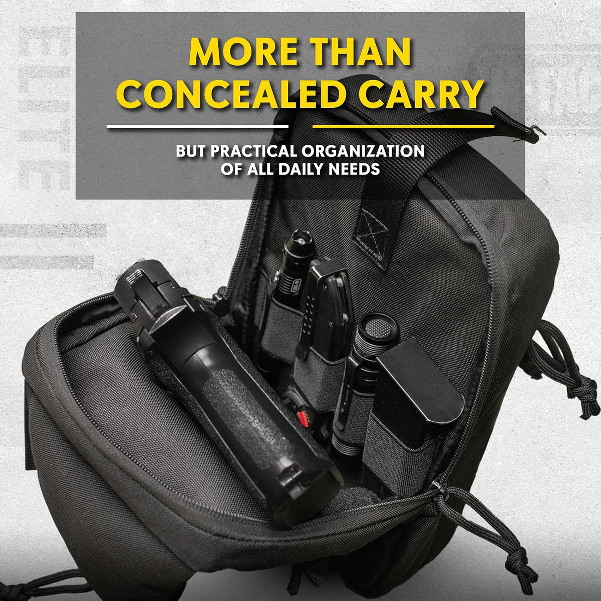 CCW Sling Bag for Men & Women - EDC Shoulder Bag Tactical - Crossbody Concealed Carry Bag - Mens Chest Pack (Olive Loop Panel)