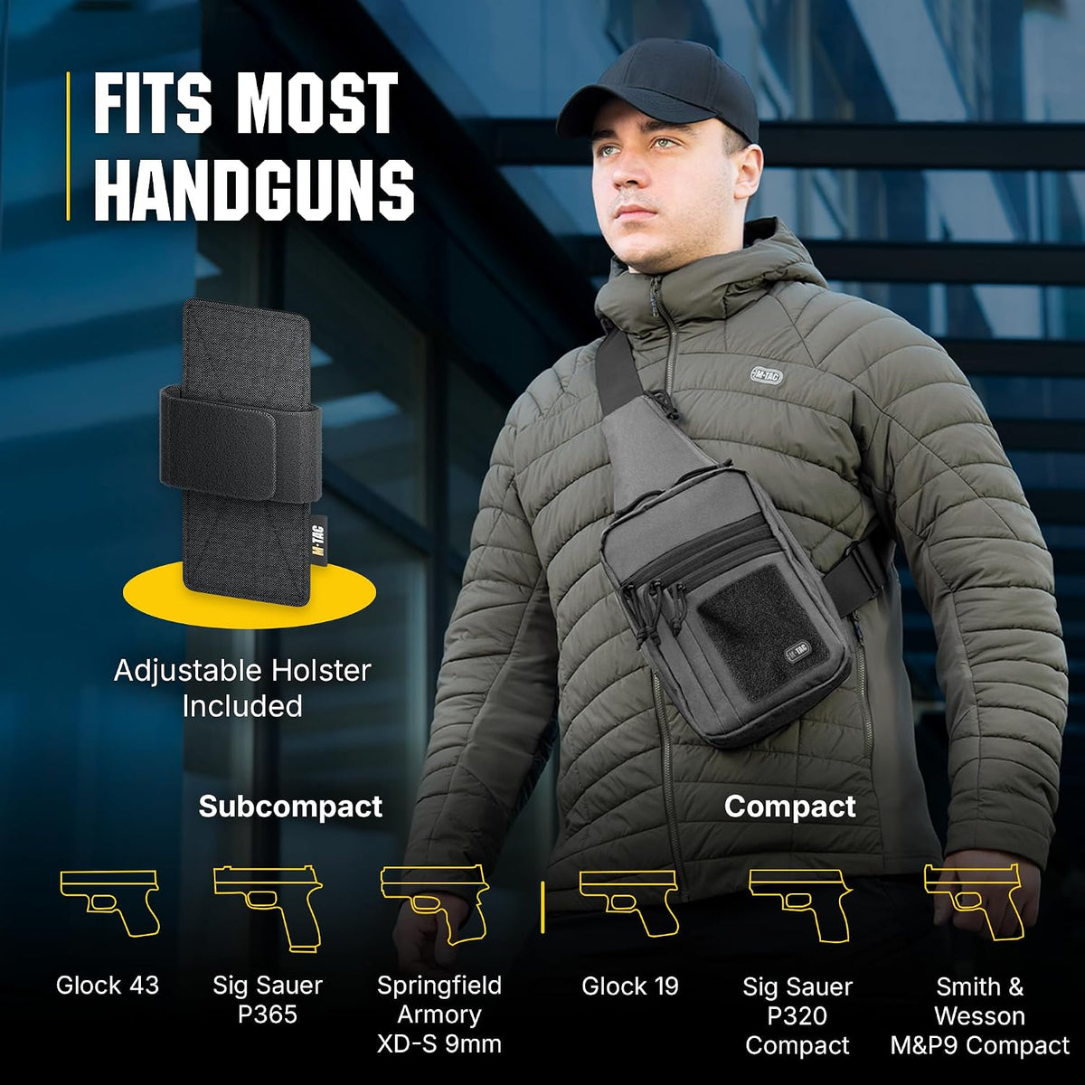CCW Sling Bag for Men & Women - EDC Shoulder Bag Tactical - Crossbody Concealed Carry Bag - Mens Chest Pack (Olive Loop Panel)