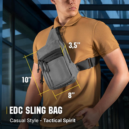 CCW Sling Bag for Men & Women - EDC Shoulder Bag Tactical - Crossbody Concealed Carry Bag - Mens Chest Pack (Olive Loop Panel)