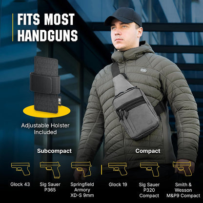 CCW Sling Bag for Men & Women - EDC Shoulder Bag Tactical - Crossbody Concealed Carry Bag - Mens Chest Pack (Olive Loop Panel)