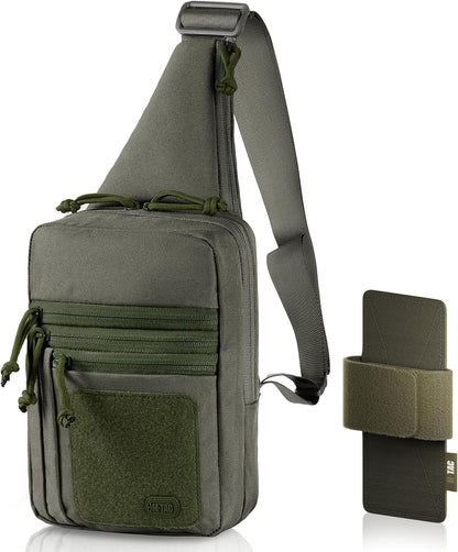 CCW Sling Bag for Men & Women - EDC Shoulder Bag Tactical - Crossbody Concealed Carry Bag - Mens Chest Pack (Olive Loop Panel)