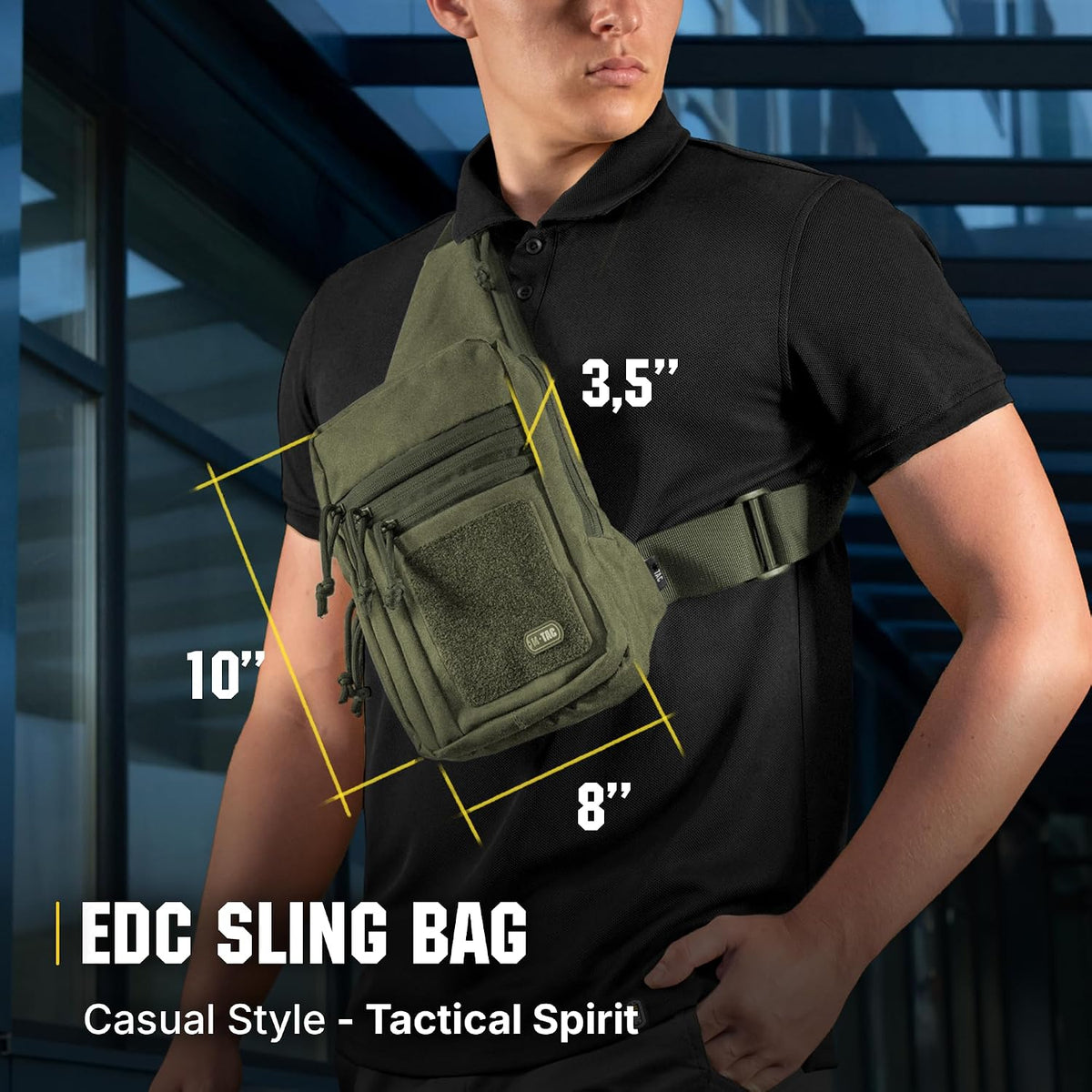 CCW Sling Bag for Men & Women - EDC Shoulder Bag Tactical - Crossbody Concealed Carry Bag - Mens Chest Pack (Olive Loop Panel)