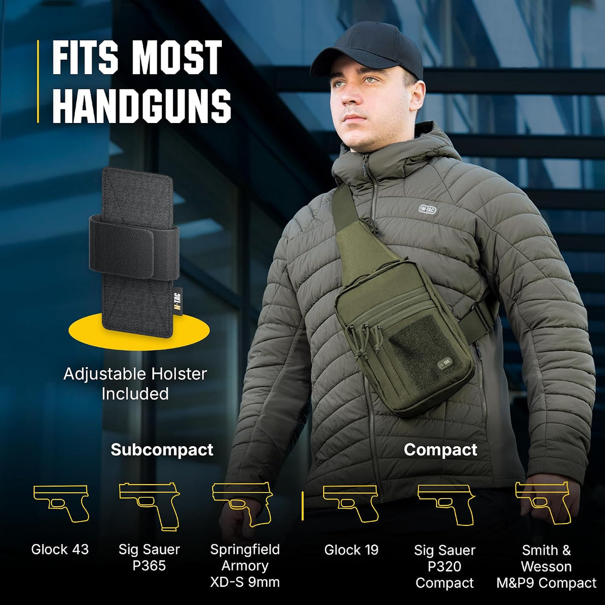 CCW Sling Bag for Men & Women - EDC Shoulder Bag Tactical - Crossbody Concealed Carry Bag - Mens Chest Pack (Olive Loop Panel)