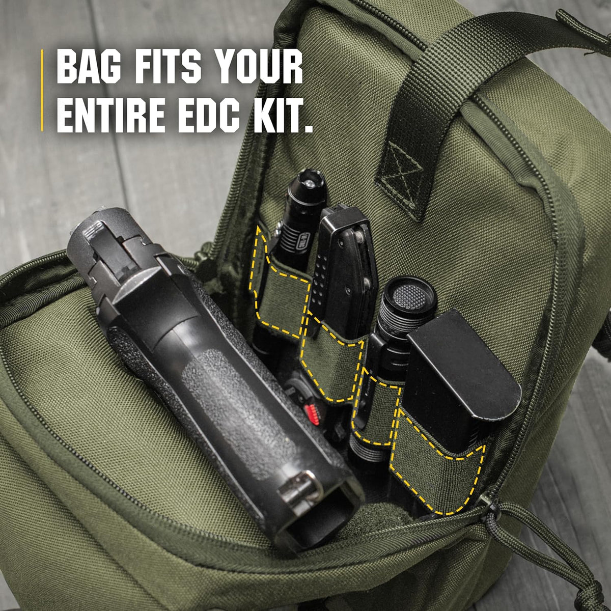 CCW Sling Bag for Men & Women - EDC Shoulder Bag Tactical - Crossbody Concealed Carry Bag - Mens Chest Pack (Olive Loop Panel)