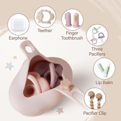 Silicone Pacifier Holder Case: Cute Portable Pacifier Case, 2 Pack