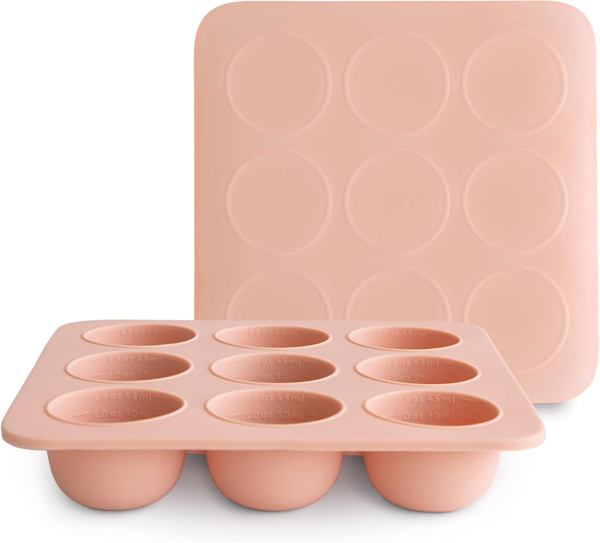 Silicone Baby Food Freezer Tray with Lid | 9 Cups x 1.5oz | BPA Free Storage Container (Blush)